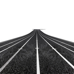 Black running track on the road on transparent background 