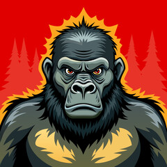 Silverback Gorilla Sitting Isolated On White Background
