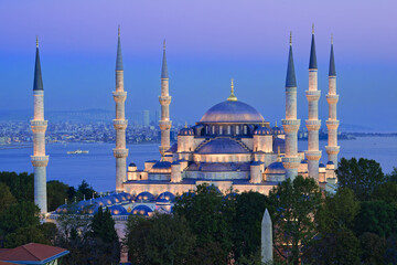 Blue hour over Sultan Ahmet Mosque, Istanbul, Turkey