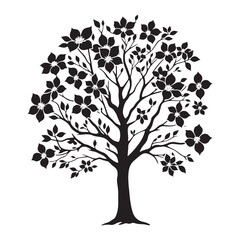 Obraz premium Timeless Elegance: A Majestic Dogwood Tree Silhouette Standing Tall - Dogwood Tree Illustration - Dogwood Tree Vector 
