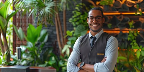 Concierge at a tropical resort
