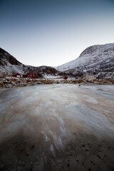 Frozen beach in winter, northern Norway
