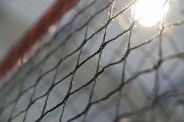 Floorball goals net close up shot