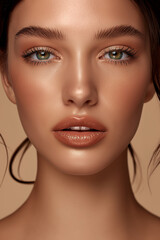 A beautiful young woman with clean, fresh skin. Facial care. Cosmetology, beauty salon and spa. Skin Care.
