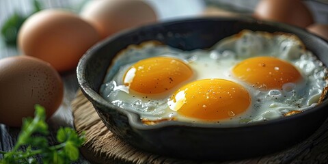 breakfast food concept with sunny side up eggs