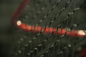 Floorball goals net close up shot