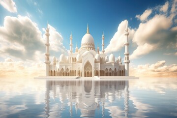 Obraz premium Islamic mosque with creative design of flowing white clouds
