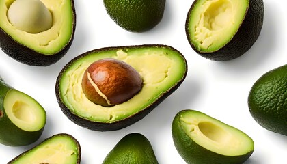 Fresh Avocado Isolated - Creamy Green Fruit on White