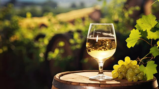 White wine testing on a vineyard.
