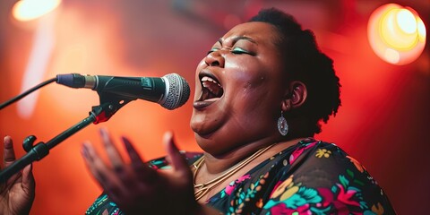 Fat lady singing - it's over as an overweight woman hits the stage to steal the spotlight and sing an amazing song