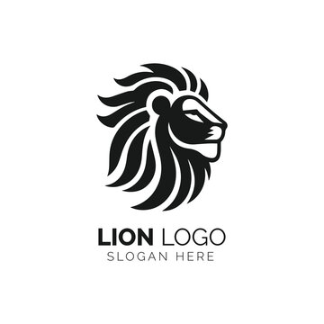 Bold monochrome lion head logo design