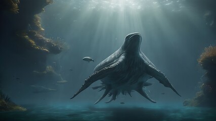 Sea Monster Background Very Cool - obrazy, fototapety, plakaty