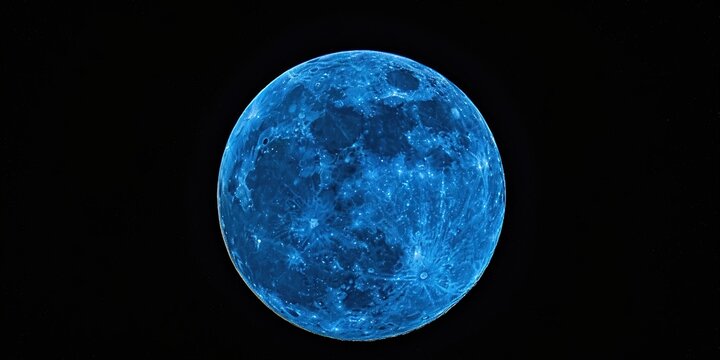 Once in a blue moon - bright blue moon in the sky