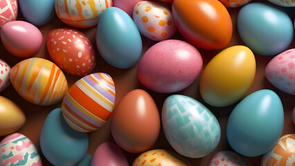 Fototapeta na wymiar Groups Of Easter Eggs 3D Illustration 