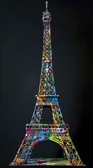Eiffel Tower. World-famous landmark depicted in a graffiti art style  colorful wall art in a street art style