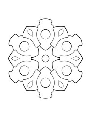 Circular pattern in the form of a mandala. Contour mandala for color book.  Coloring book page. Monochrome illustration. Symmetry