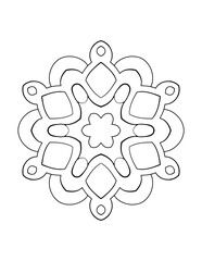 Circular pattern in the form of a mandala. Contour mandala for color book.  Coloring book page. Monochrome illustration. Symmetry