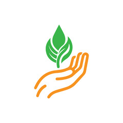 Green eco-friendly hand and leaf design