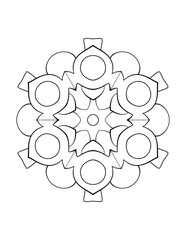 Contour mandala for color book. Monochrome illustration. Symmetrical pattern in a circle. A beautiful image for scrapbook. The template for printing on fabric. Picture for meditation and relaxation.