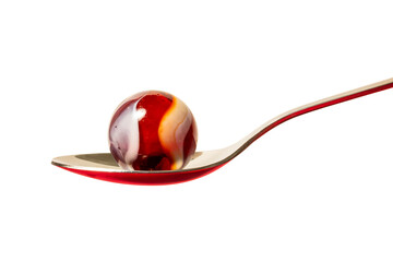 Red Swirl Marble On A Spoon