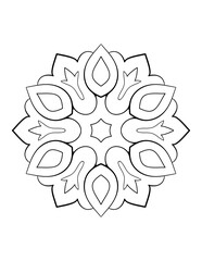 Contour mandala for color book. Monochrome illustration. Symmetrical pattern in a circle. A beautiful image for scrapbook. The template for printing on fabric. Picture for meditation and relaxation.