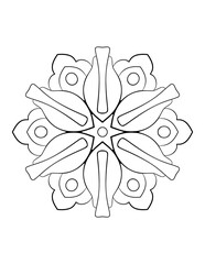 Contour mandala for color book. Monochrome illustration. Symmetrical pattern in a circle. A beautiful image for scrapbook. The template for printing on fabric. Picture for meditation and relaxation.