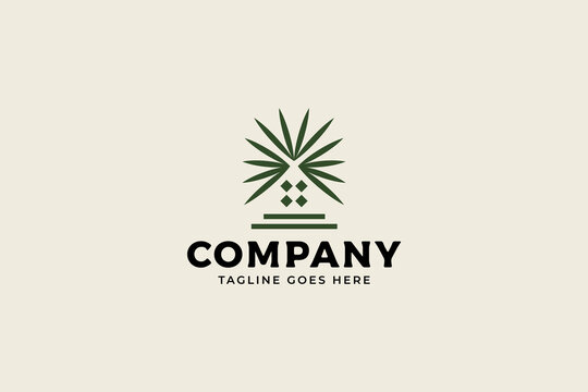 palm tree diamond and stage modern concept logo for boutique and architect business brand identity