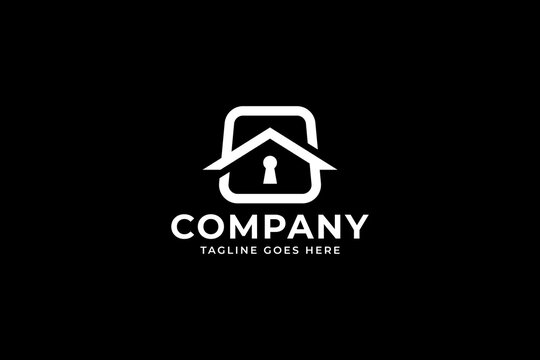 home lock security modern logo for real estate and security business brand identity