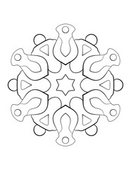 Contour mandala for color book. Monochrome illustration. Symmetrical pattern in a circle. A beautiful image for scrapbook. The template for printing on fabric. Picture for meditation and relaxation.