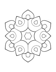 Contour mandala for color book. Monochrome illustration. Symmetrical pattern in a circle. A beautiful image for scrapbook. The template for printing on fabric. Picture for meditation and relaxation.