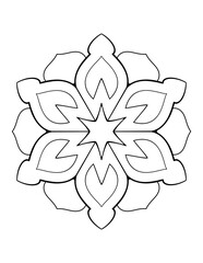Contour mandala for color book. Monochrome illustration. Symmetrical pattern in a circle. A beautiful image for scrapbook. The template for printing on fabric. Picture for meditation and relaxation.