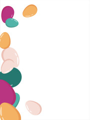 Happy Easter Banner. Pattern of eggs, flowers and twigs. For card, banner, poster, flyer, and web. Spring Festival. Vector illustration