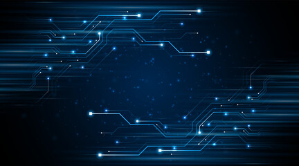 Blue glowing lines with glitter light effect on dark background. High speed internet technology concept or fast wireless data transmission. modern internet network connection technology background  © Natt