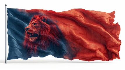 flag with a lion on a white background. Generative AI - obrazy, fototapety, plakaty