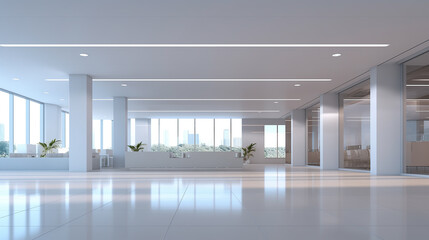 Empty office open space interior. Business conference company background, Ai generated image
