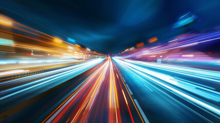 Fototapeta na wymiar Abstract light background City road light, night highway lights, traffic with highway road motion lights, long exposure
