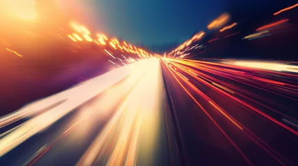 Foto op Canvas Abstract light background City road light, night highway lights, traffic with highway road motion lights, long exposure © Cedric