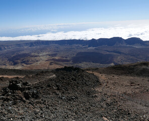 Landscape of crater of mount Teide 3 715 m on European Tenerife island in Spain