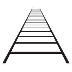 Curved railroad vector illustration of isolated on white background. Straight and curved railway train track icon set. Perspective view railroad train pathes. In eps 10