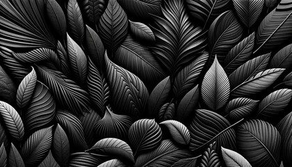 abstract black leaves for a tropical leaf background 