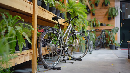 Fototapeta na wymiar bicycle in the garden building