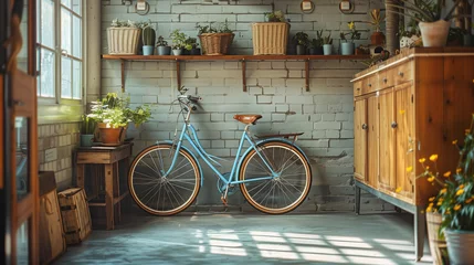 Tuinposter Fiets bicycle in front of a wall