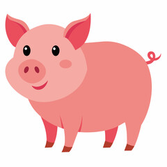 Fototapeta premium Pig, swine, boar, piglet, piggy, animal, pet, vector, illustration, draw, cartoon, pretty, cute