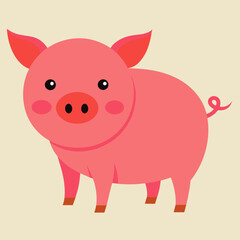 Fototapeta premium Pig, swine, boar, piglet, piggy, animal, pet, vector, illustration, draw, cartoon, pretty, cute