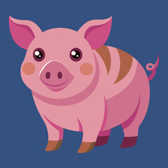 Fototapeta premium Pig, swine, boar, piglet, piggy, animal, pet, vector, illustration, draw, cartoon, pretty, cute