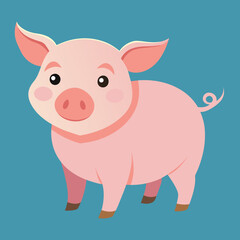 Fototapeta premium Pig, swine, boar, piglet, piggy, animal, pet, vector, illustration, draw, cartoon, pretty, cute