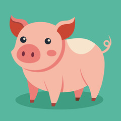 Fototapeta premium Pig, swine, boar, piglet, piggy, animal, pet, vector, illustration, draw, cartoon, pretty, cute