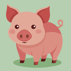 Naklejka premium Pig, swine, boar, piglet, piggy, animal, pet, vector, illustration, draw, cartoon, pretty, cute