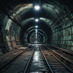 Fototapeta na wymiar Underground metro tunnel system.