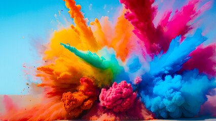Obraz na płótnie Canvas Holi Explosion of Multicolored Powder